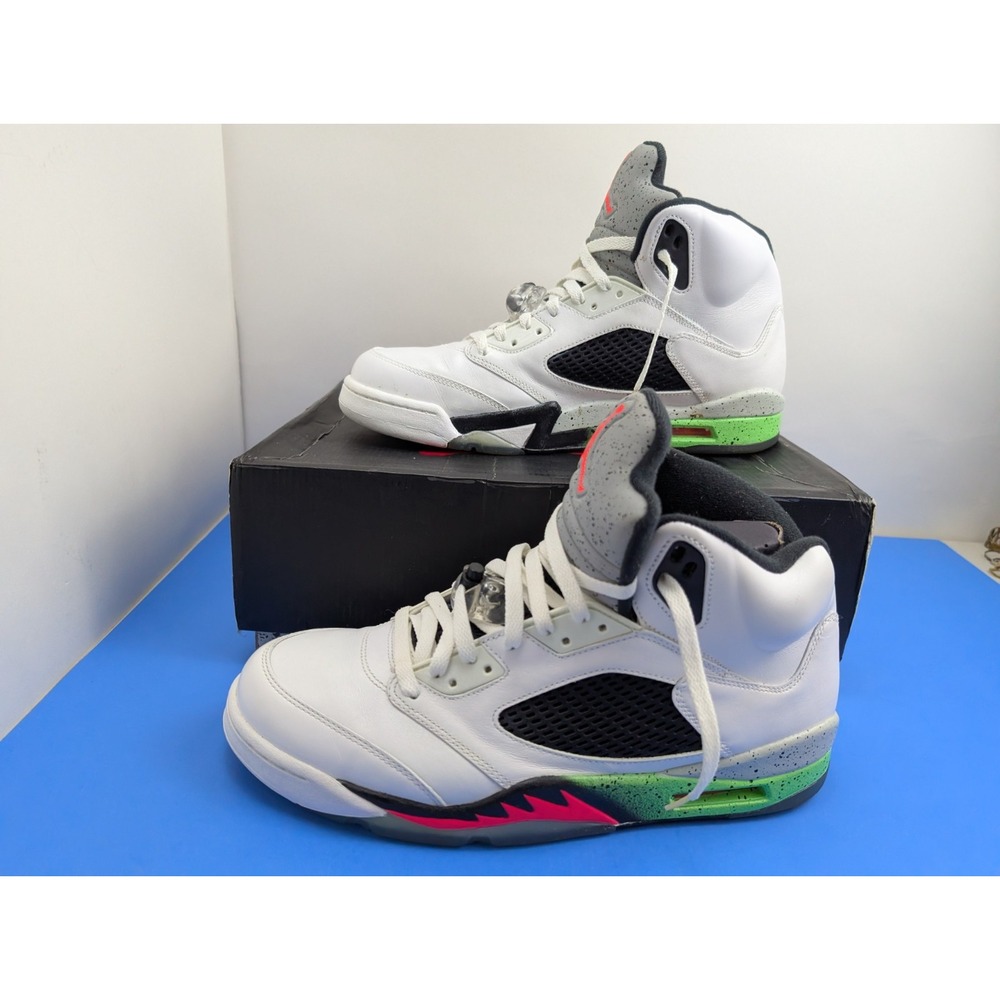 Nike Air Jordan Retro 5 V Poison Green Pro Stars Used 136027-115 size 13 2015